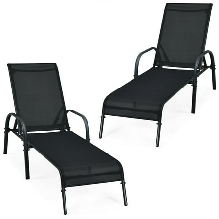 Adjustable Patio Chaise Folding Lounge Chair with Backrest