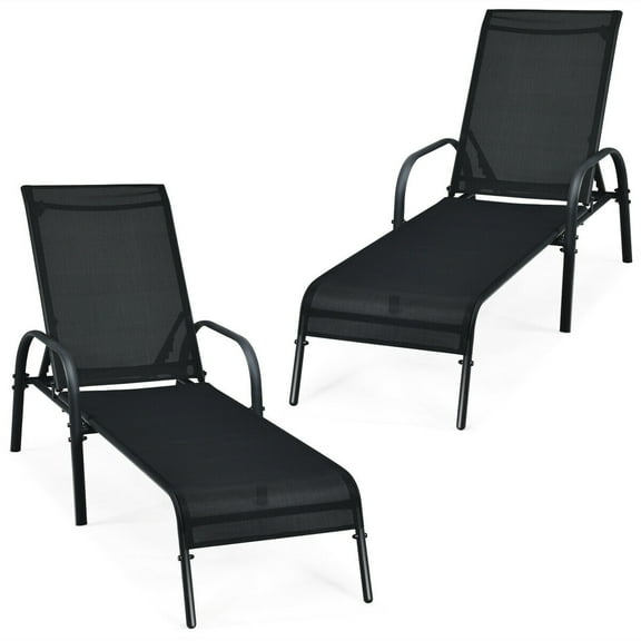 Adjustable Patio Chaise Folding Lounge Chair with Backrest