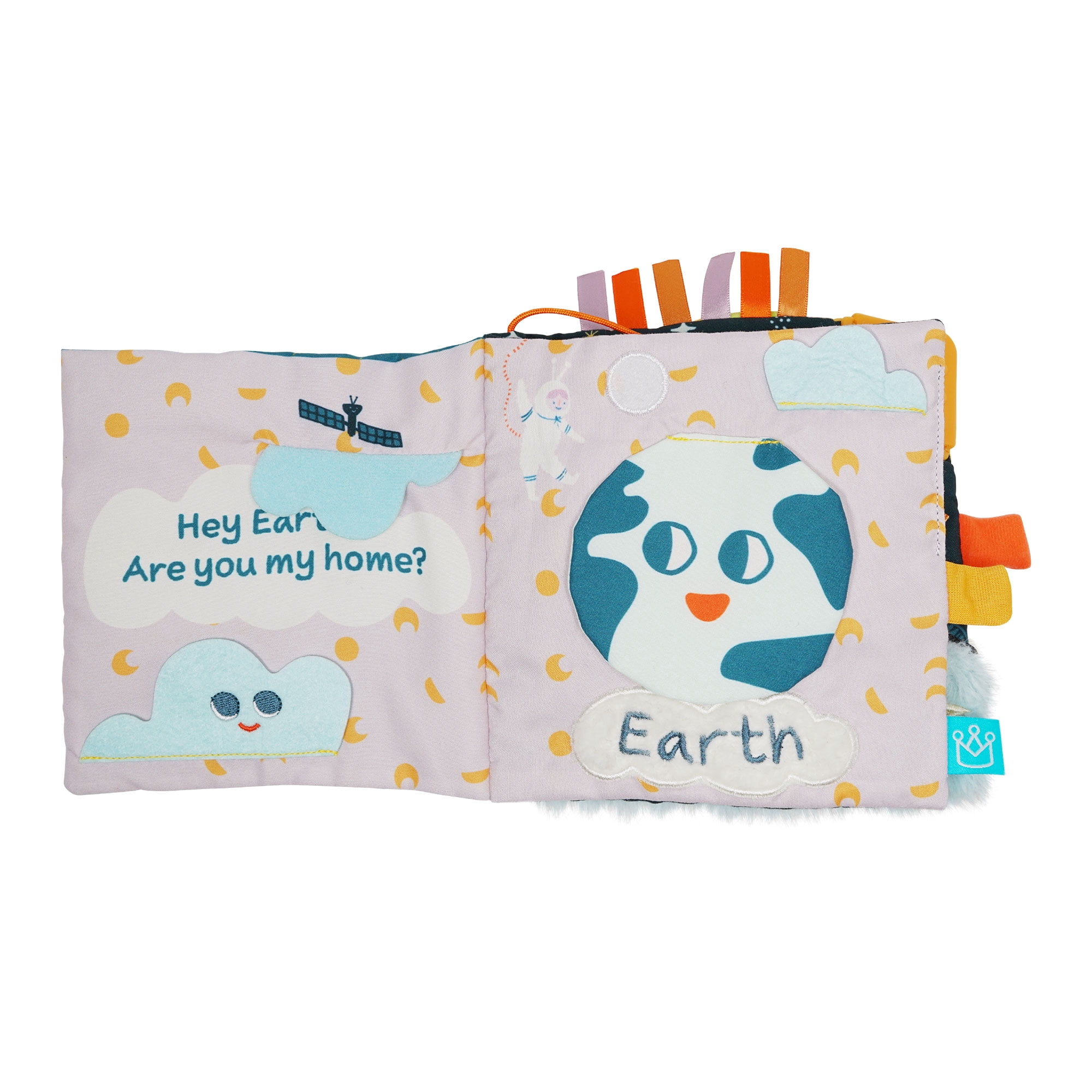 Manhattan Toy Little Rocket Finds Home Soft Activity Crinkle Book for Baby & Toddler with Tethered Characters