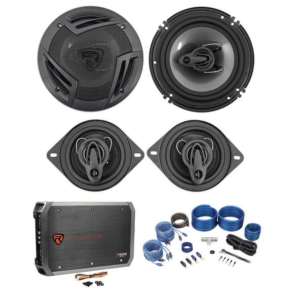 2) Rockville RV6.3A 6.5" Speakers 2) 5.25" Speakers 4-Channel Amplifier Amp Kit