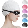 thumbnail image 1 of Silicone swimming cap, comfortable shower cap, suitable for curly hair short medium long hair, male and female swimming cap, shower cap to keep the ha, 1 of 4