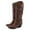 Brown, variant on OKBOP Women's Middle Mid Calf Boots-Wide Calf Boots Christmas Winter Dress Warm Fashion Dress Shoes for Women Womens Boots