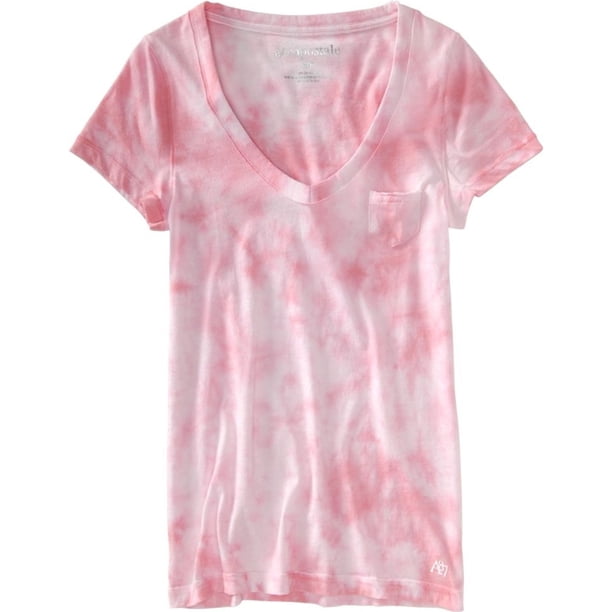 Aeropostale playera gráfica con bolsillo nublado para mujer, rosa, grande