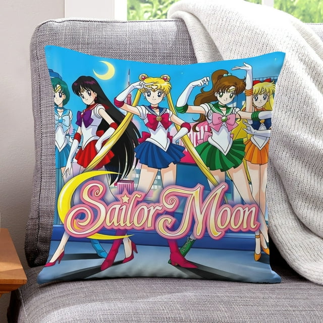 Sailor Moon Fundas de almohada de terciopelo con tema, regalos de funda de almohada, decoración para el hogar, cojín de lanzar, regalo de cumpleaños para fans y parejas. 40cm x 40cm.
