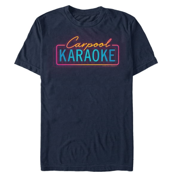 Men's The Late Late Show with James Corden Carpool Karaoke Neon Light Print Graphic Tee Navy Blue Small
