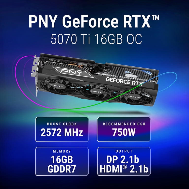 PNY NVIDIA GeForce RTX™ 5070 Ti OC Triple Fan, Graphics Card 16GB