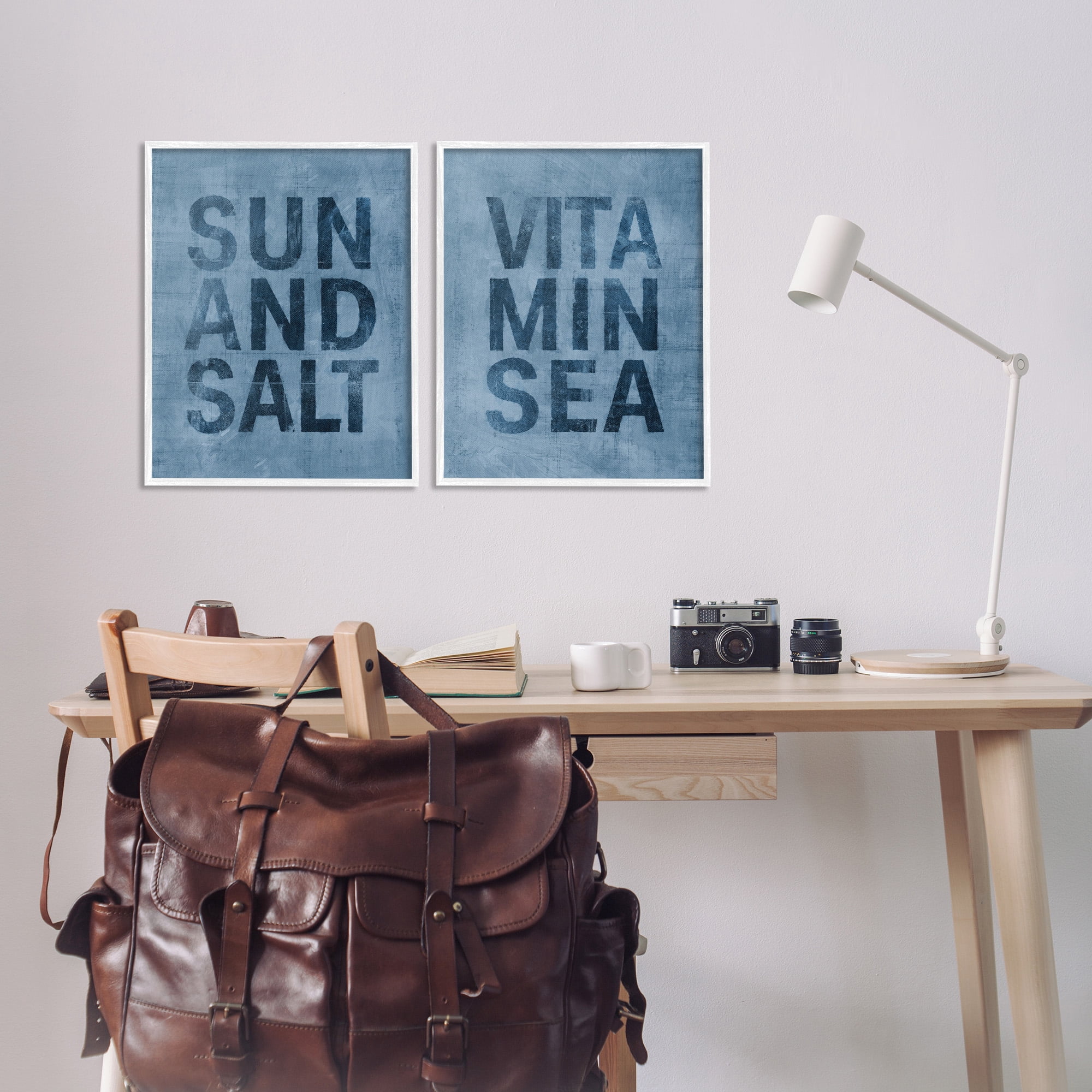 Stupell Industries Summer Beachy Phrases Nature Painting White Framed Art Print Wall Art, 16 x 20, Set of 2