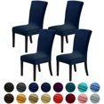 thumbnail image 1 of Velvet Chair Covers for Dining Room Set of 4, Stretchy Dining Chair Covers, Washable Kitchen Chair Slipcovers, Classy Decor for Home and Banquet (Navy, 4 Pack), 1 of 7