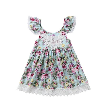

Musuos Baby Girls Sleeveless Dress Floral Tulle Party Dresses Summer Sundress