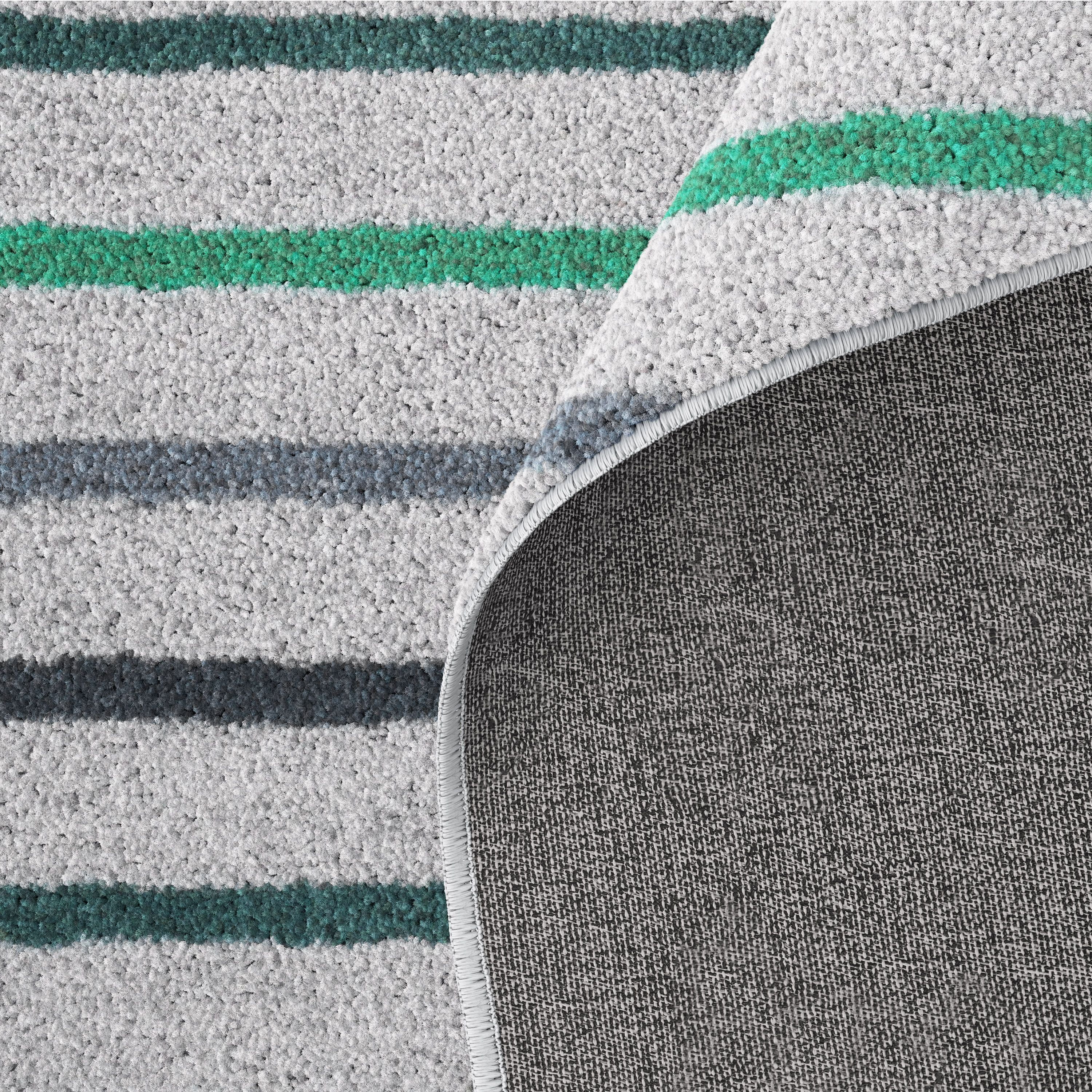 Mainstays Kids Tufted Blue and Green Stripe Area Rug, 8' x 10'