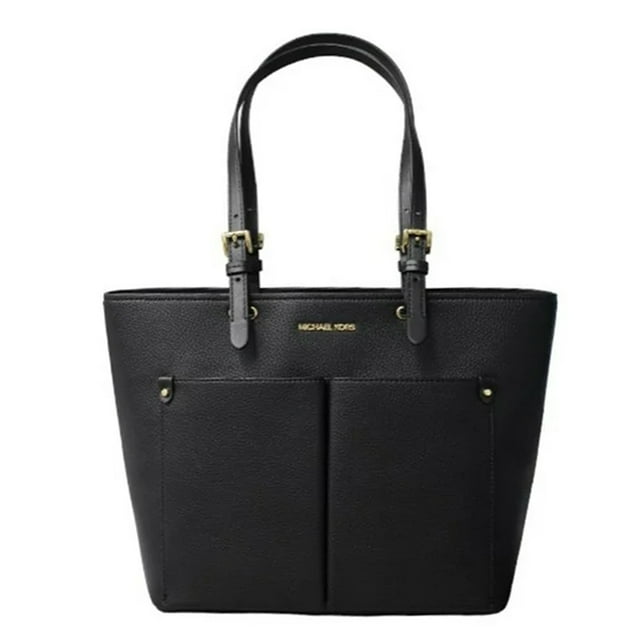 BOLSA MICHAEL KORS JET SET MEDIUM POCKET TOTE BAG LEATHER BLACK