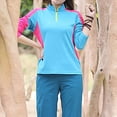 thumbnail image 3 of MHFRRA Camiseta de Manga Larga con Protección Solar para Mujer, Ligera, de Secado Rápido, para deportes Al Aire Libre, Senderismo y Montañismo. Azul Cielo, 3 of 5