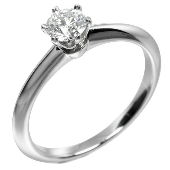 Pre-Owned Tiffany & Co. Solitaire Ring Size 8 0.32ct VS2/E/GOOD Pt950 Platinum... (Good)