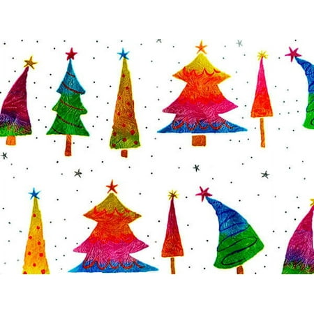Pack of 1, Rainbow Trees 30" x 833' Full Ream Gift Wrap (Metallized) for Holiday, Party, Kids' Birthday, Wedding & Special Occasion Packaging