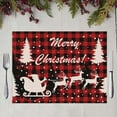 thumbnail image 6 of Christmas Holiday Placemats Set of 6, Santa Clause Reindeer Vintage Style Snowflake Heat-Resistant Washable Table Place Mats for Kitchen Dining Table Decoration, 6 of 8