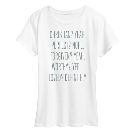 Instant Message - Christian? Yeah. Perfect? Nope… - Women's Short Sleeve Graphic T-Shirt