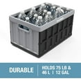 thumbnail image 4 of CleverMade Plastic Collapsible Storage Bin with Lids - 12 Gal, Stone, 3 Pack, 4 of 10