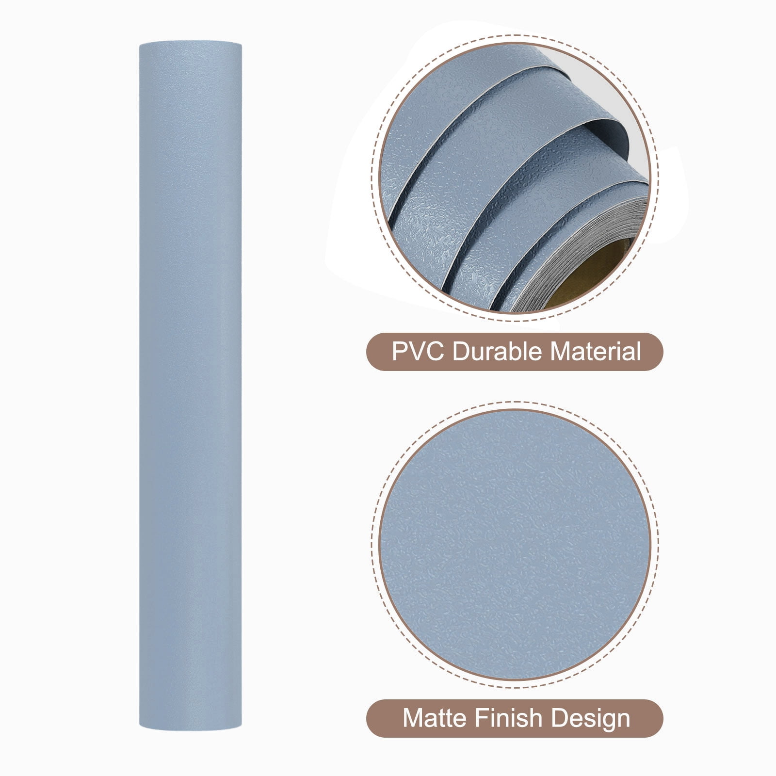 Unique Bargains Peel Stick Wallpaper Solid Color Vinyl Self-Adhesive Paper Morning Blue