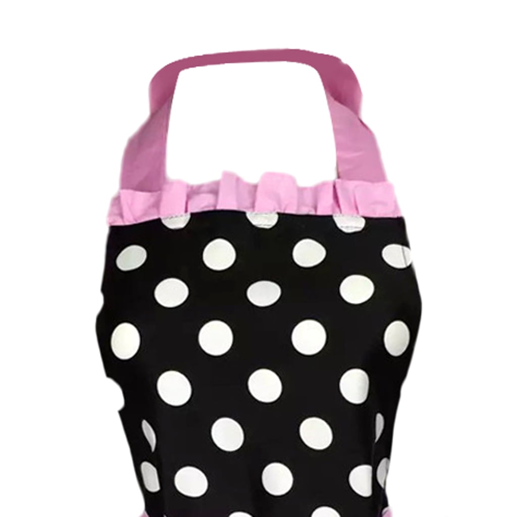 Fiocias Woman point apron kitchen apron with pockets, gift for mother's day Pink