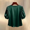 thumbnail image 5 of XuJwPNcy Womens Round Neck Silk Satin Tops Dressy Half Sleeve Work Blouses Spring Summer Loose T Shirts Business Outfit, 5 of 5