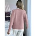 thumbnail image 6 of Women Sweaters Casual Long Sleeve Crewneck Cable Knit Oversized Crochet Sweater Pullover Tops Dark Pink S, 6 of 8