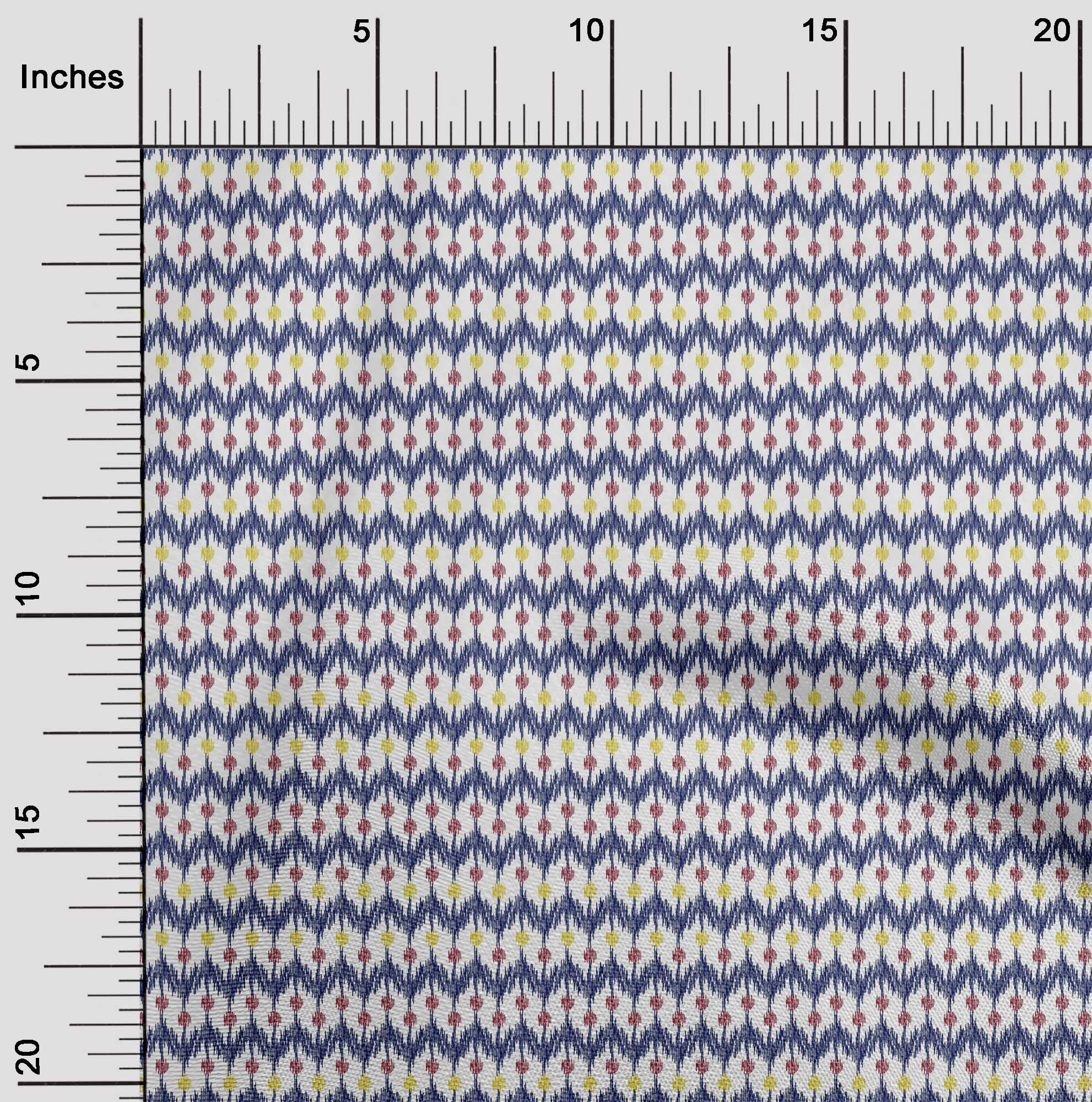 oneOone Organic Cotton Poplin Twill Fabric Chevron Ikat Print Fabric By ...