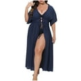 thumbnail image 1 of Lace Trim Kimono Cardigan, Beach Cover Up for Swimsuit, Lightweight Summer Plus Size Sun Protection Outerwear, Boho Lace Patchwork Short Sleeve Open Front, 1 of 4