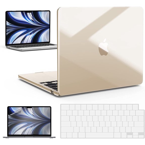 IBENZER Compatible with 2025 2024 2023 2022 MacBook Air 13 inch Case M4 A3240 M3 A3113 M2 A2681, Hard Shell Case with Keyboard Cover & Screen Film for Mac Air 13.6", Crystal Clear, W-MAT13-KK-CYCL 2A