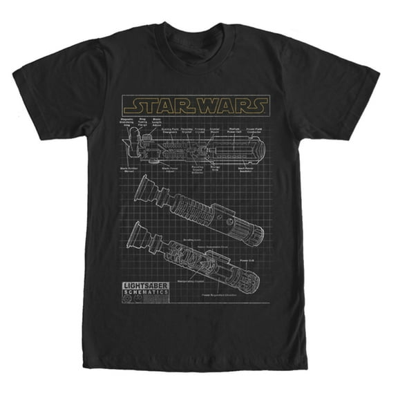 Men's Star Wars Saber Schematics T-shirt Medium Black