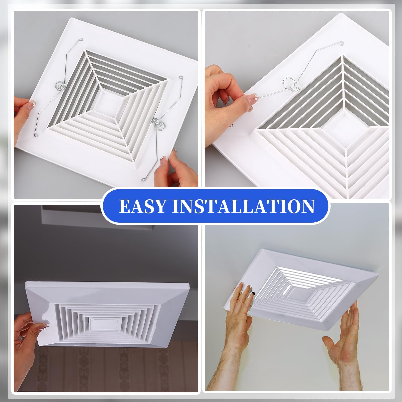 Vent Cover 9 x 9 Inch Plastic Replacement Grille for Square Ventilation