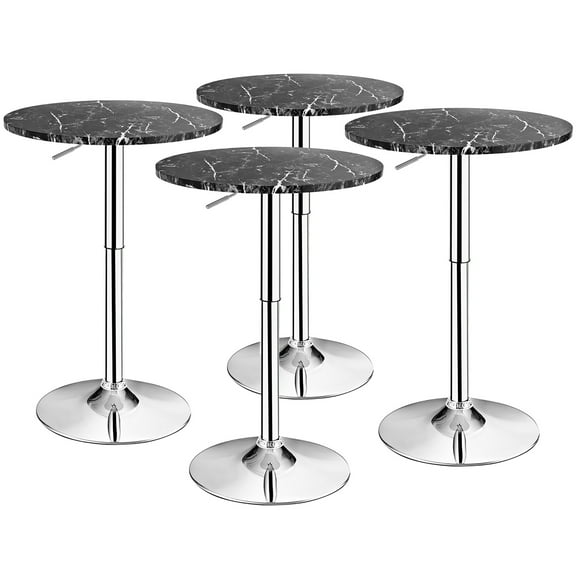 Costway 4PCS Round Bistro Bar Table Height Adjustable 360-degree Swivel Black