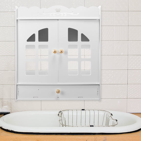 FOMIYES White Plastic Wall Mount Cabinet Storage Organizer for Bathroom Small Space Holder