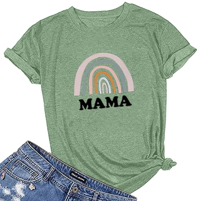 Camisetas QISIWOLE con letras para mujer, camisetas para mamá con refranes, camisetas casuales de manga corta con frases "Mama Life", liquidación por menos de $10
