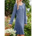thumbnail image 4 of KISSGAL Nightgowns for Women Long Sleeve Sleepshirts Crew Neck Pajamas Dress Knee Length Sleepwear, 4 of 6