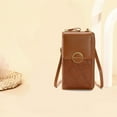 thumbnail image 4 of Bolsos cruzados pequeños para mujer, bolsos de cuero para teléfono móvil, cartera con cremallera, marrón, 4 of 6