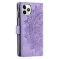 thumbnail image 3 of For iPhone 12 Pro Max Wallet Case,PU Leather Pressed Sunflowers Leather Zipper Flip Wallet Multi Card Slots Photo Frame Phone Bag Case , Light Purple, 3 of 9