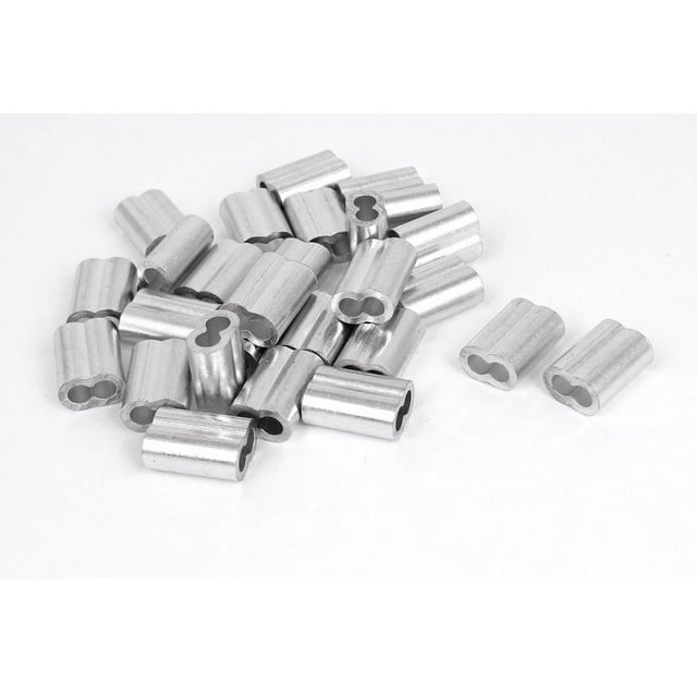 Unique Bargains 1/5 Pieds Corde Métallique Manchons en Aluminium Clips Raccords Manchon de Câble 50 Pcs