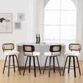 thumbnail image 4 of ANMINY Swivel Counter Height Bar Stools, Set of 2, Upholstered Faux Leather Barstools with Rattan Back, 29" Seat Height Bar Chairs for Kitchen Island, Bentwood Wood Frame, 4 of 11