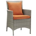 thumbnail image 1 of Modway Conduit 17" Rattan/Aluminum Patio Dining Armchair in Light Gray/Orange, 1 of 3
