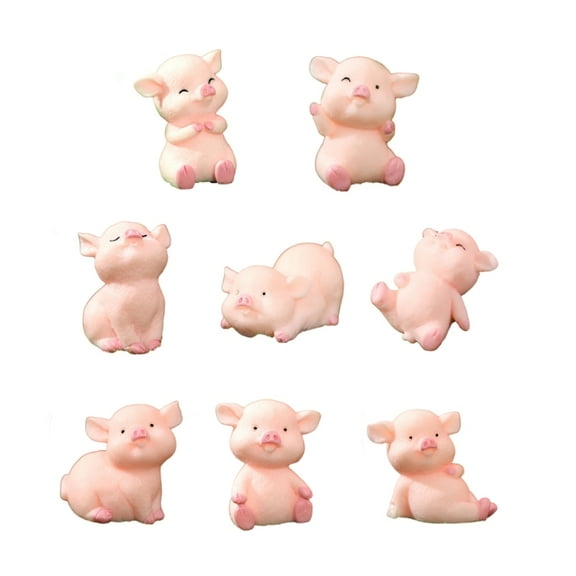 8Piece Pig Cake Toppers, Car Decor for Birthday Parties Office Desks