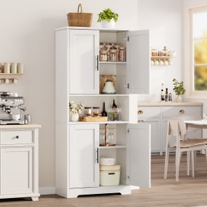 Pantry Cabinet,70" Tall Kitchen Pantry Cabinet with Doors and Adjustable Shelves, Freestanding Cupboard, Tall Storage Cabinet for Bathroom, Dining Room, Living Room