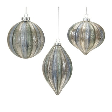 Melrose International  Glittered Glass Ornament - Set of 6