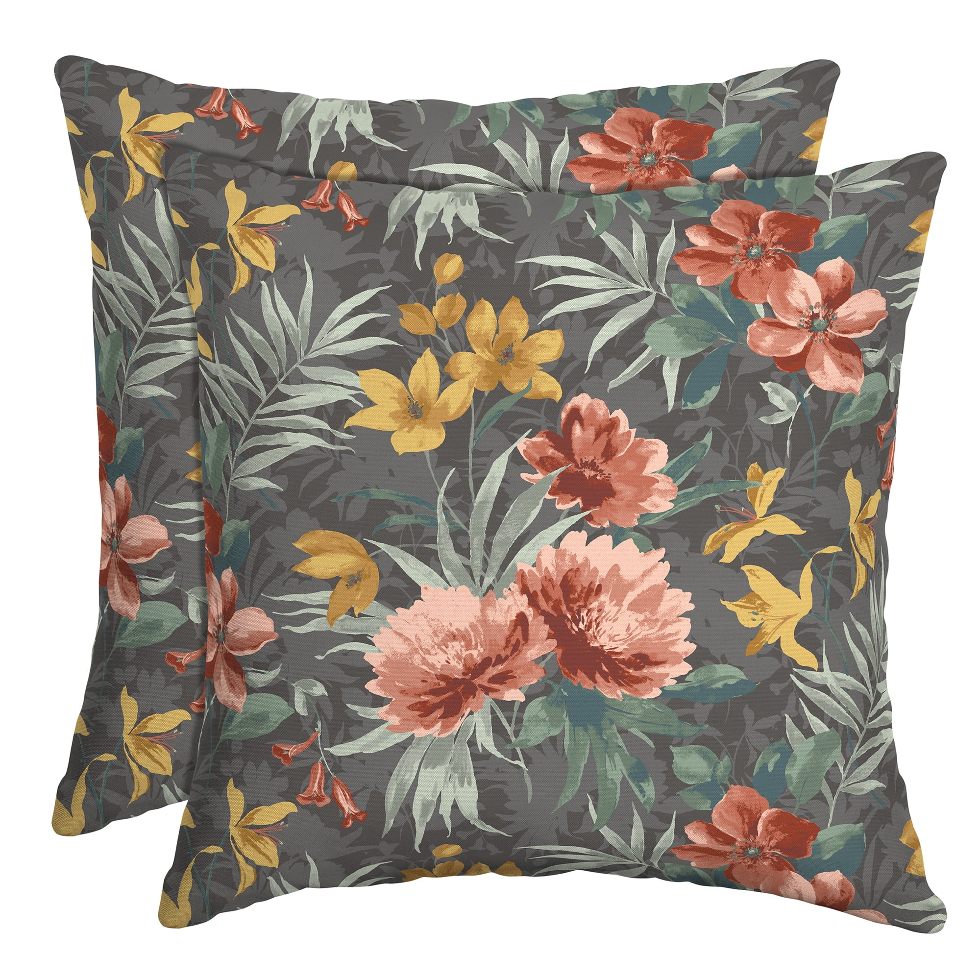 Arden Selections Outdoor Toss Pillow 16 x 16, Phoebe Grey Floral