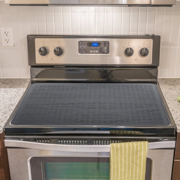 Silicone Stove Top Protector Mat for Electric Range, Non Slip Heat Resistant Cooktop Cover with Grooved Surface, Kitchen Counter Gap Guard for Glass Ceramic