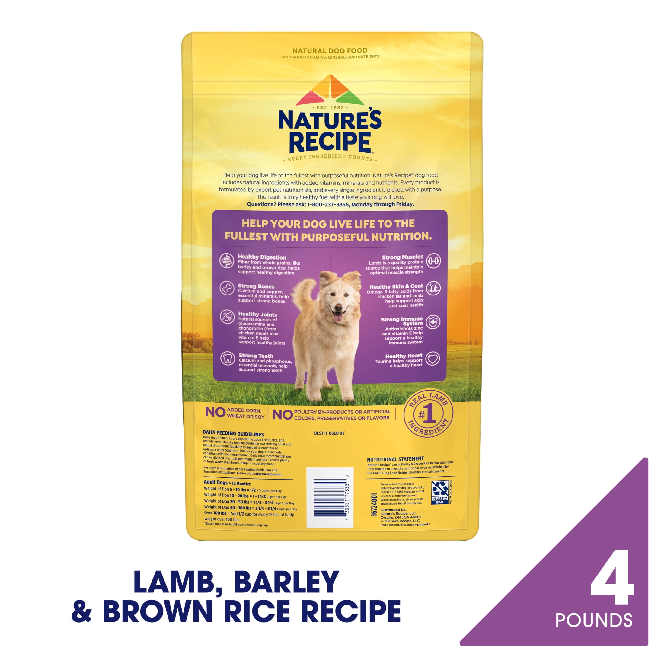 Nature's Recipe Lamb, Barley & Brown Rice Adult Dry Dog Food, 4 lb. Bag