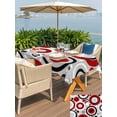 thumbnail image 5 of Outdoor Tablecloth with Umbrella Hole for Patio/Picnic/Party/Camping, Red Grey Abstract Waterproof Table Cloth Rectangle Table Cover Washable, Modern Geometric Polka Dot (60"x 120"), 5 of 8