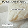 thumbnail image 3 of WOOW DEPOT Sherpa Reversible Queen Comforter, 1 PCS Heavy 7.5lbs Warm Cozy, Taffeta Quilted & Sheared Craft 3D Jacquard Blanket Machine Washable, White, 3 of 9