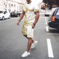 thumbnail image 2 of HBFAGFB Mens 2 Piece Outfits Summer Digital Printed Short Sleeve Shorts Sweatsuits Sets Brown Size XXL, 2 of 3