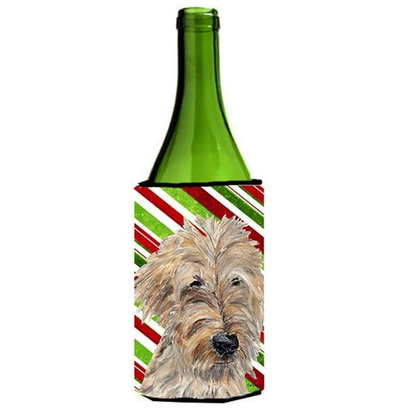Goldendoodle Candy Cane Christmas Wine bottle sleeve Hugger - 24 oz.