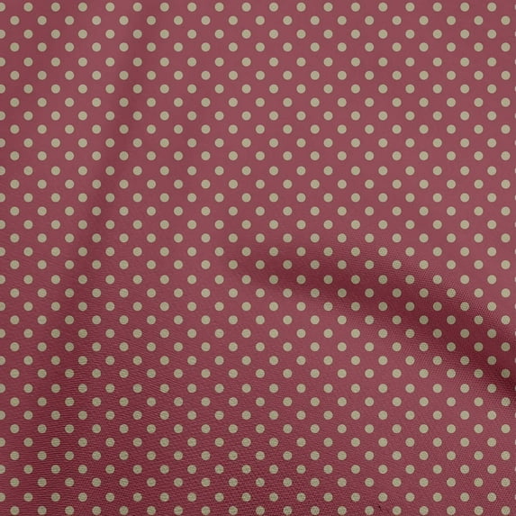 oneOone Silk Tabby Maroon Fabric Dot Dress Material Fabric Print Fabric By The Yard 42 Inch Wide